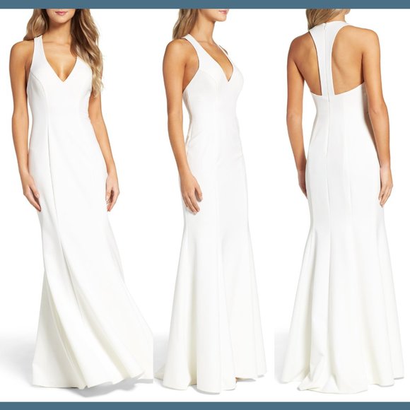 NEW $268 XSCAPE T-Back Mermaid Gown in Ivory [ Petite 10P ] #‎ - Picture 1 of 14